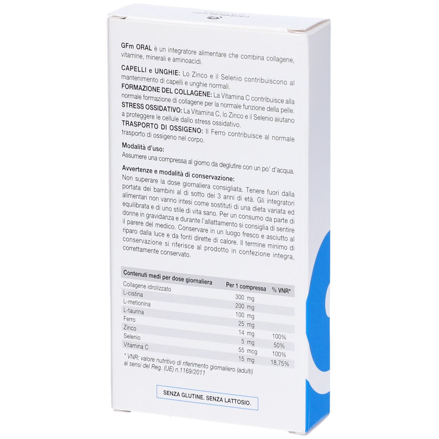 Rückseite der weißen Schachtel. Textinformationen und Nährwertangaben.