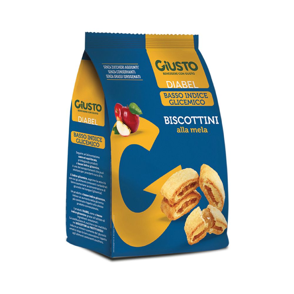 GIUSTO Diabel - Basso indice glicemico - Biscottini alla mela 250 g - Immagine 9