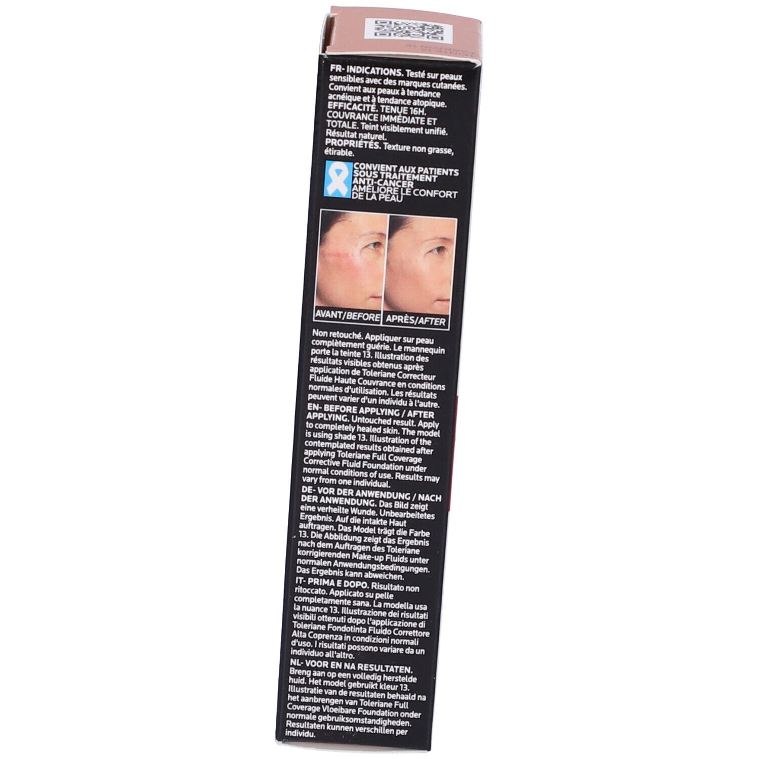 Confezione La Roche-Posay Toleriane Fondotinta. Testo e immagini. Beige e rosa.