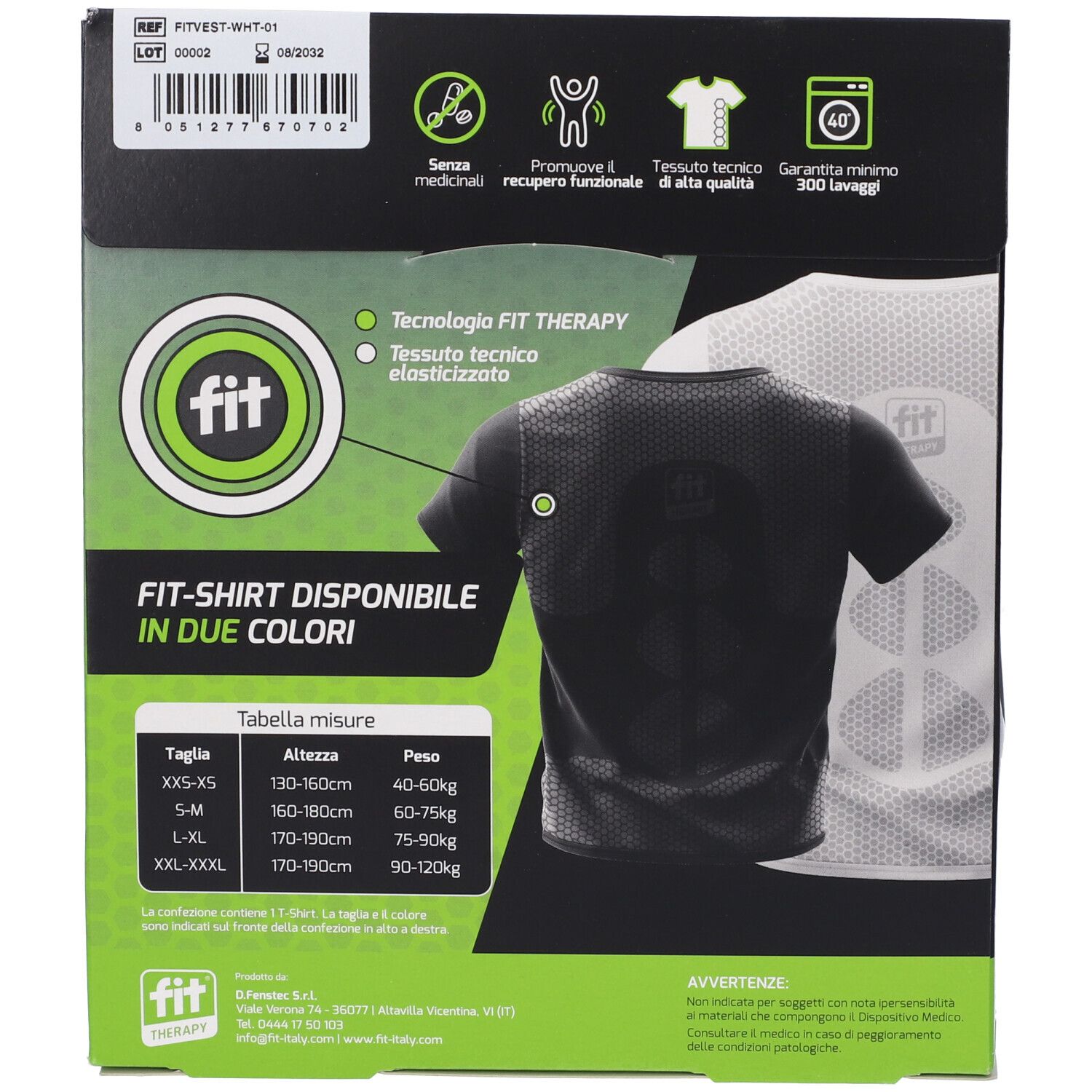 Fit Therapy T-Shirt Maglia Contro I Dolori Muscolo Scheletrici XXS-XS Bianca