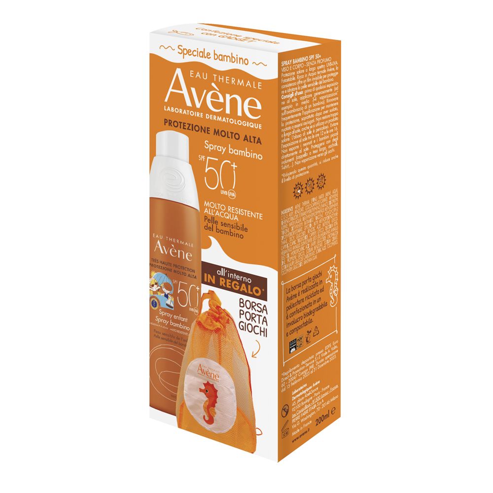 Avène Spray Bambino SPF 50+ all'interno in regalo borsa porta giochi