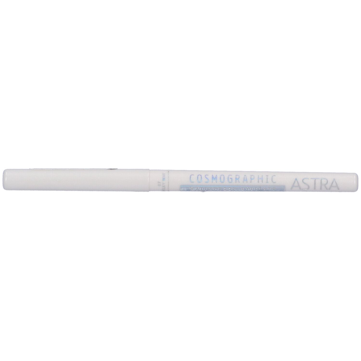 Eyeliner bianco retrattile. Scritta: COSMOGRAPHIC, ASTRA.