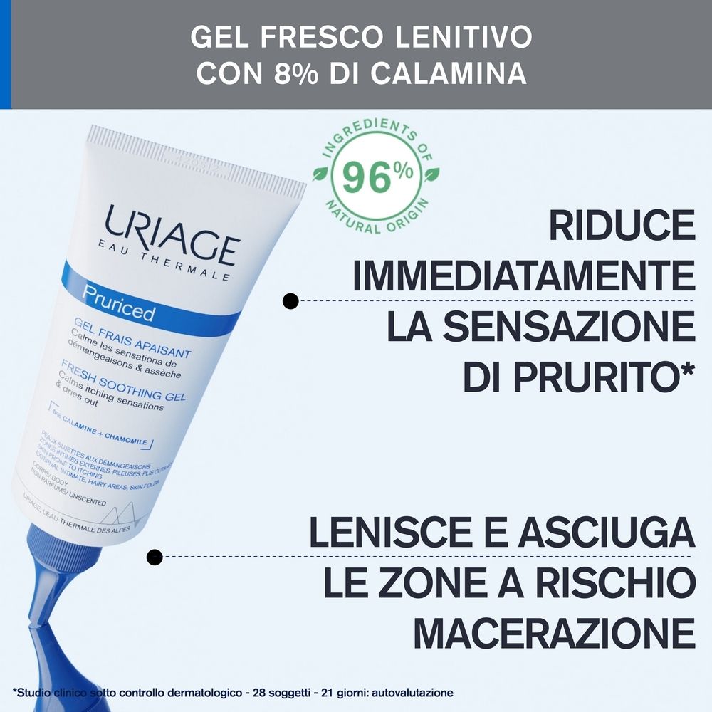 Tubo con testo e ingredienti. Punta blu. 96% ingredienti naturali.