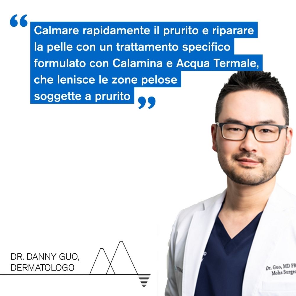 Ritratto di uomo con occhiali. Citazione sul prodotto. Dermatologo.