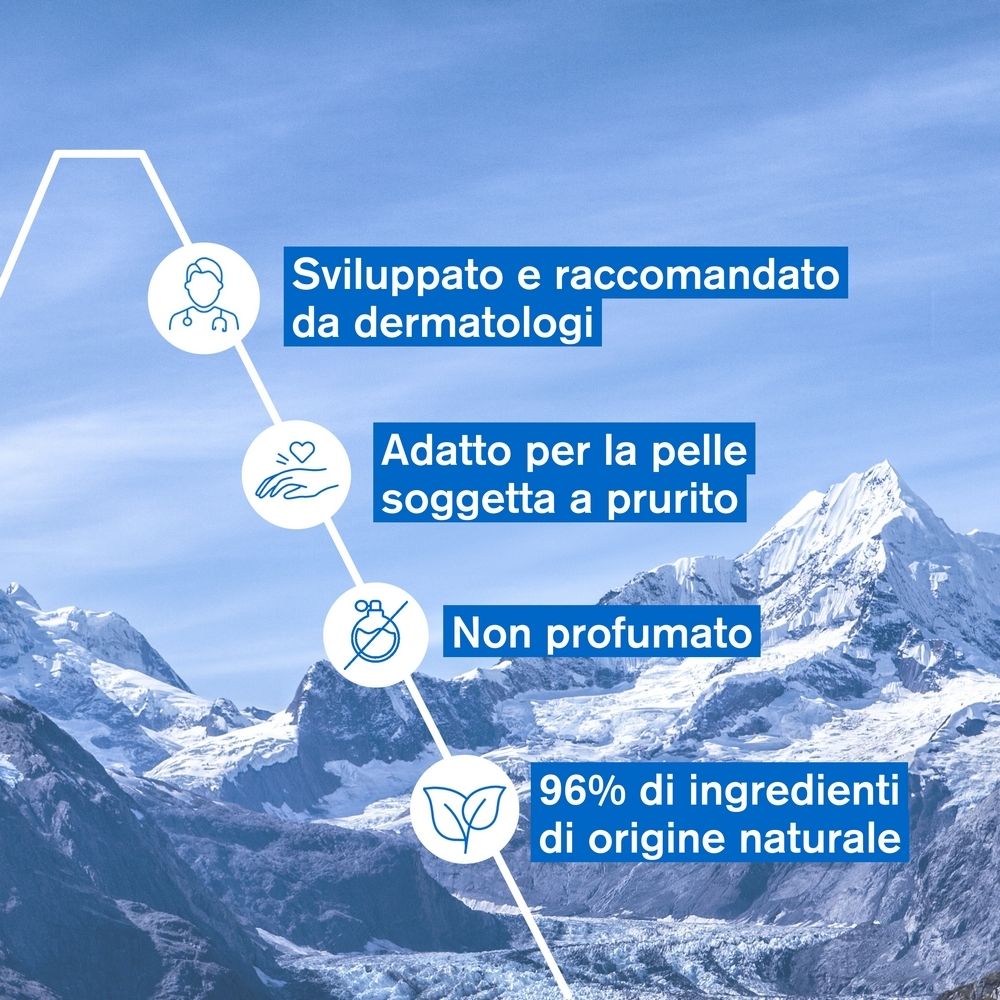 Testo sul prodotto. Testato dermatologicamente. 96% ingredienti naturali.