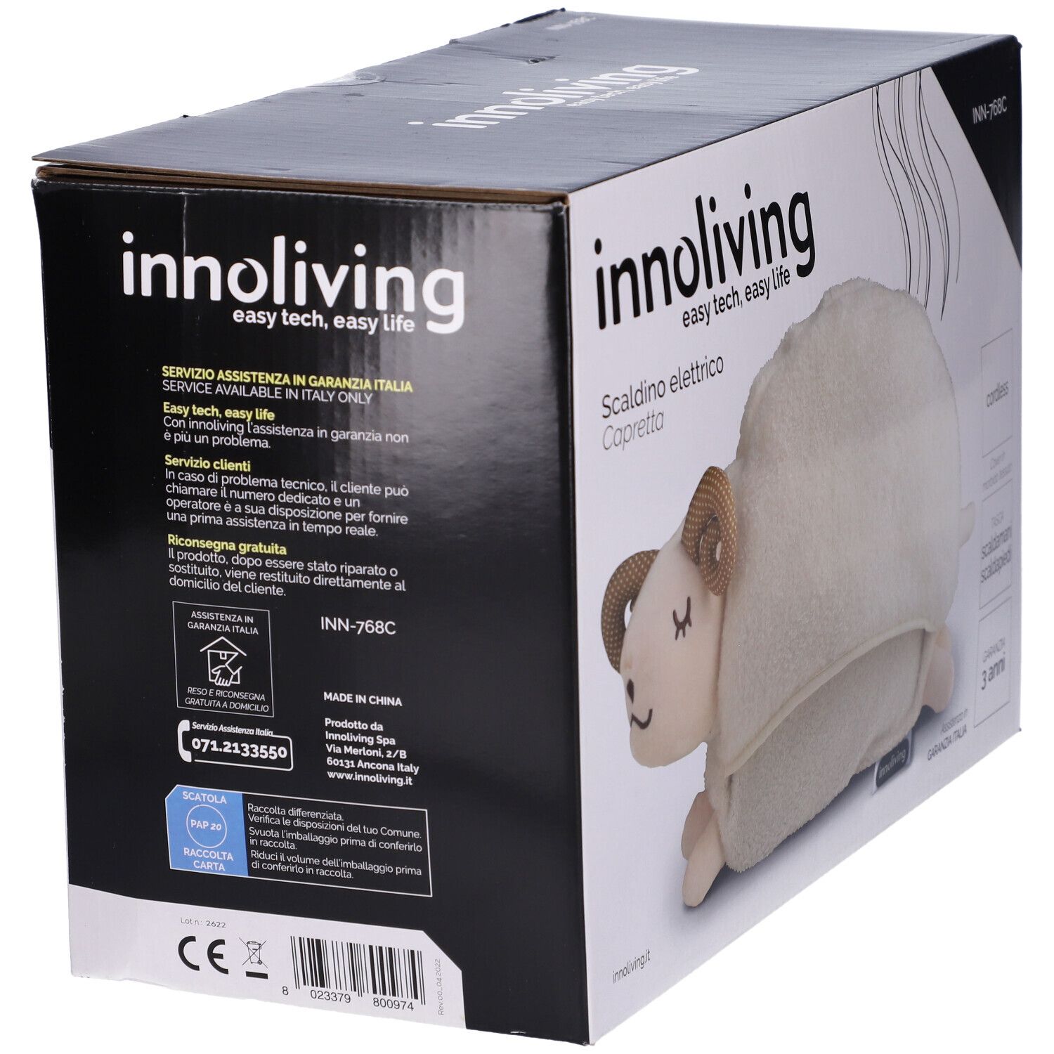 Innoliving elektrischer Wärmer Ziege, kabellos, mit weichem Bezug.