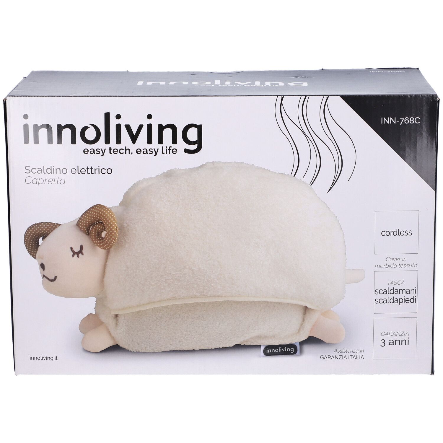 Innoliving elektrischer Wärmer Schaf mit abnehmbarem Bezug, kabellos, weiche Abdeckung.