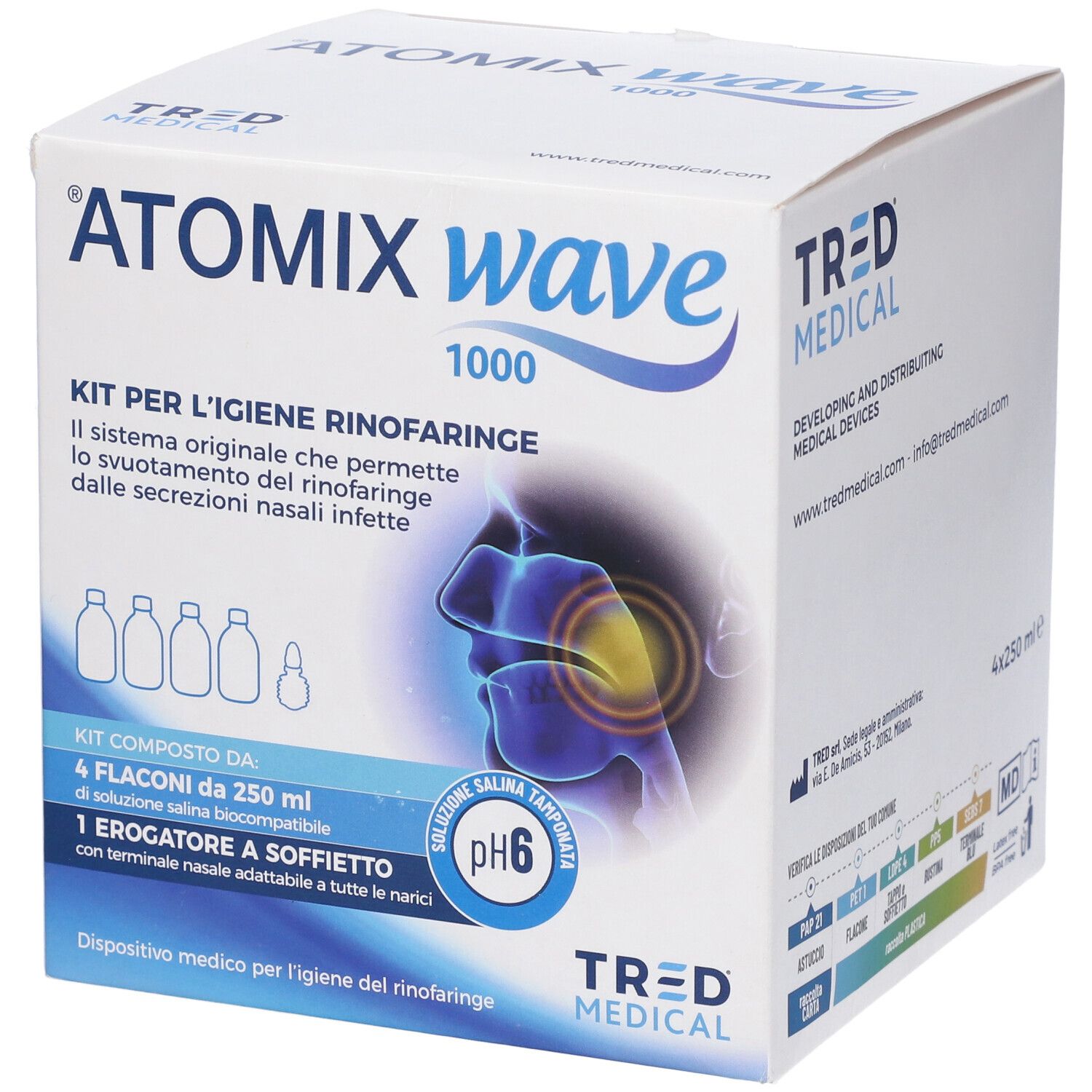 Atomix Wave - Dispositivo Per Igiene Rinofaringea 4 Flaconi da 250 ml - Immagine 7