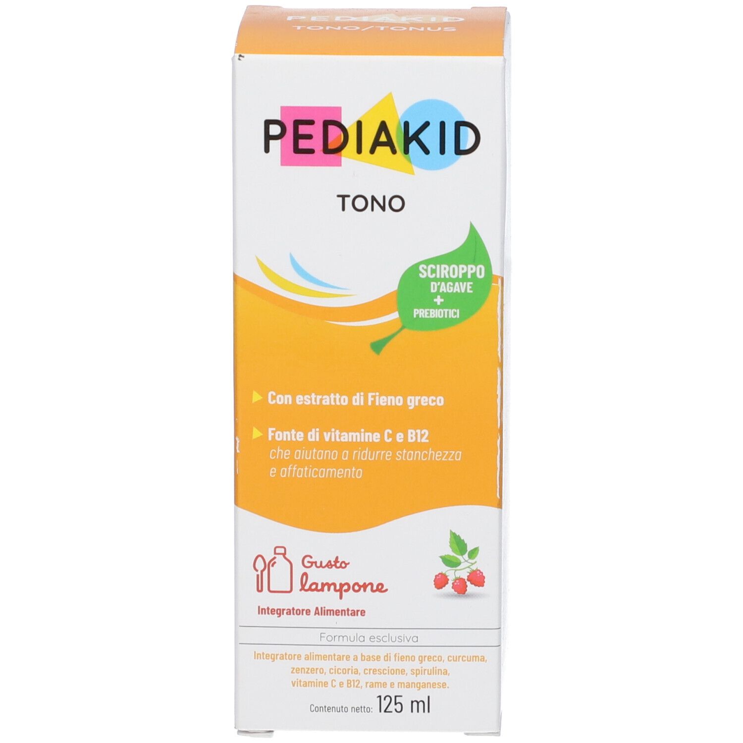 Weiße Schachtel mit Produktnamen Pediakid Tono. Auf der Schachtel sind Produktinformationen.