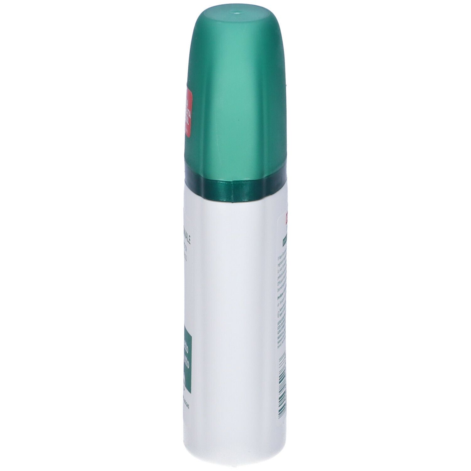 Vista laterale di un roll-on deodorante bianco e verde. Testo sulla confezione.