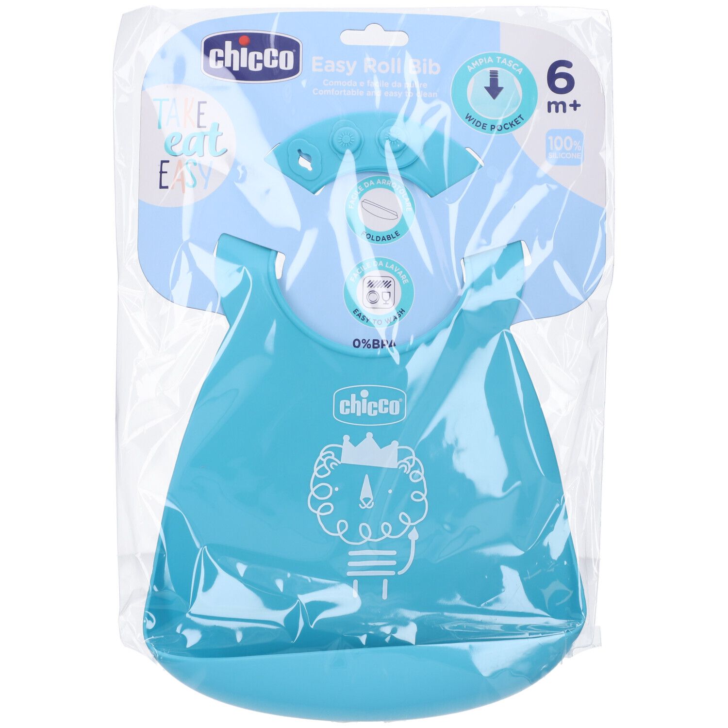 Bavaglino in silicone azzurro 6m+ facile da arrotolare - Chicco - Immagine 7