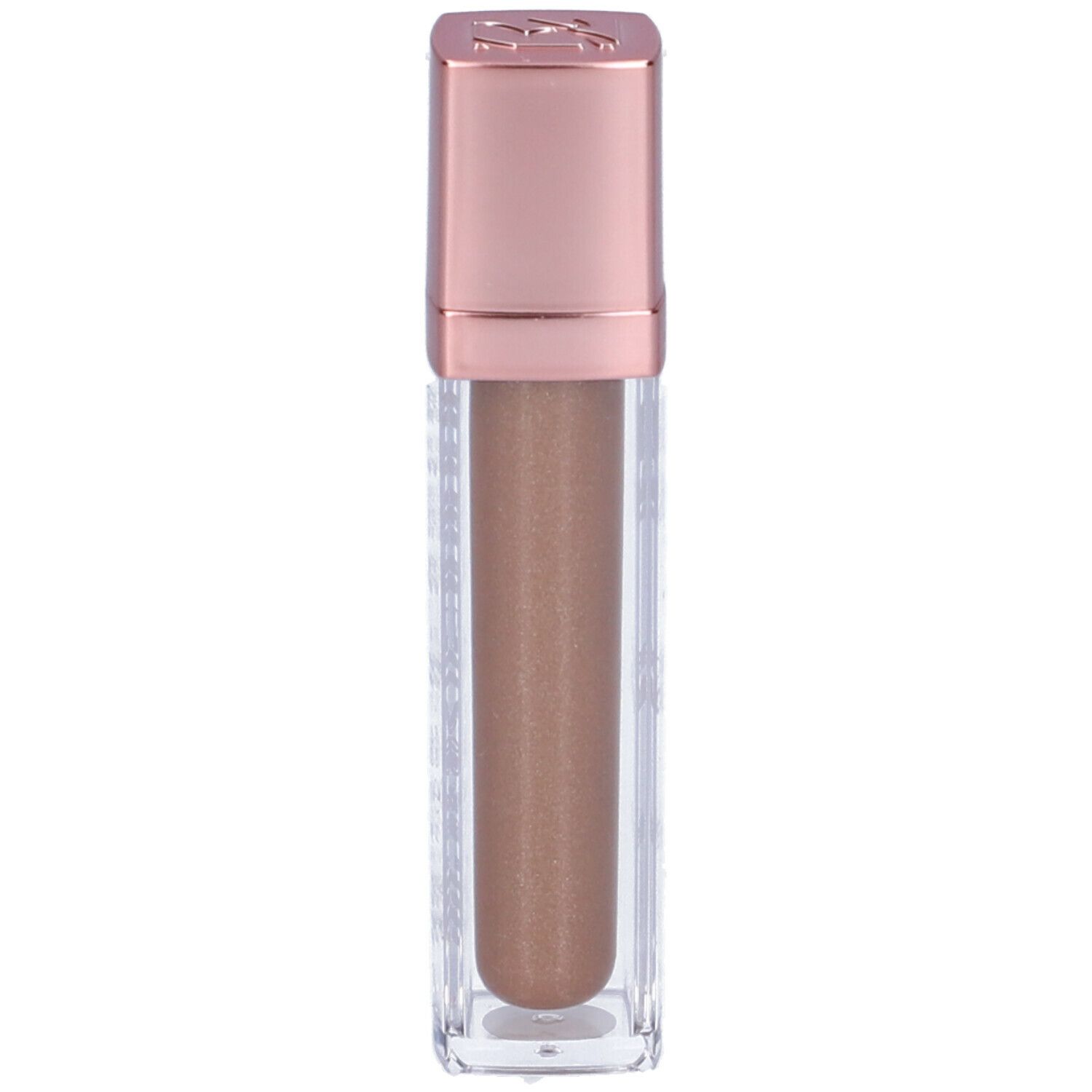 Ombretto liquido in un contenitore trasparente con tappo color oro rosa. Colore del prodotto: Caramel.