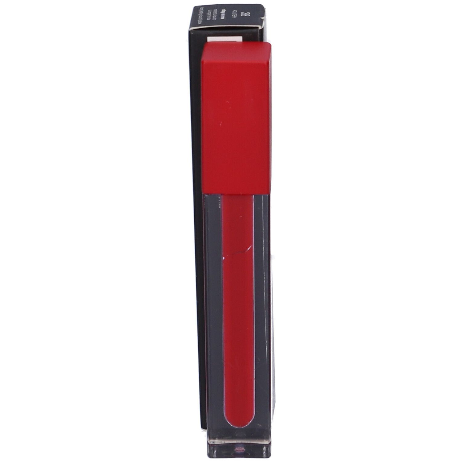 Rossetto liquido rosso e confezione nera. Marca: Diego dalla Palma. Tappo rosso.
