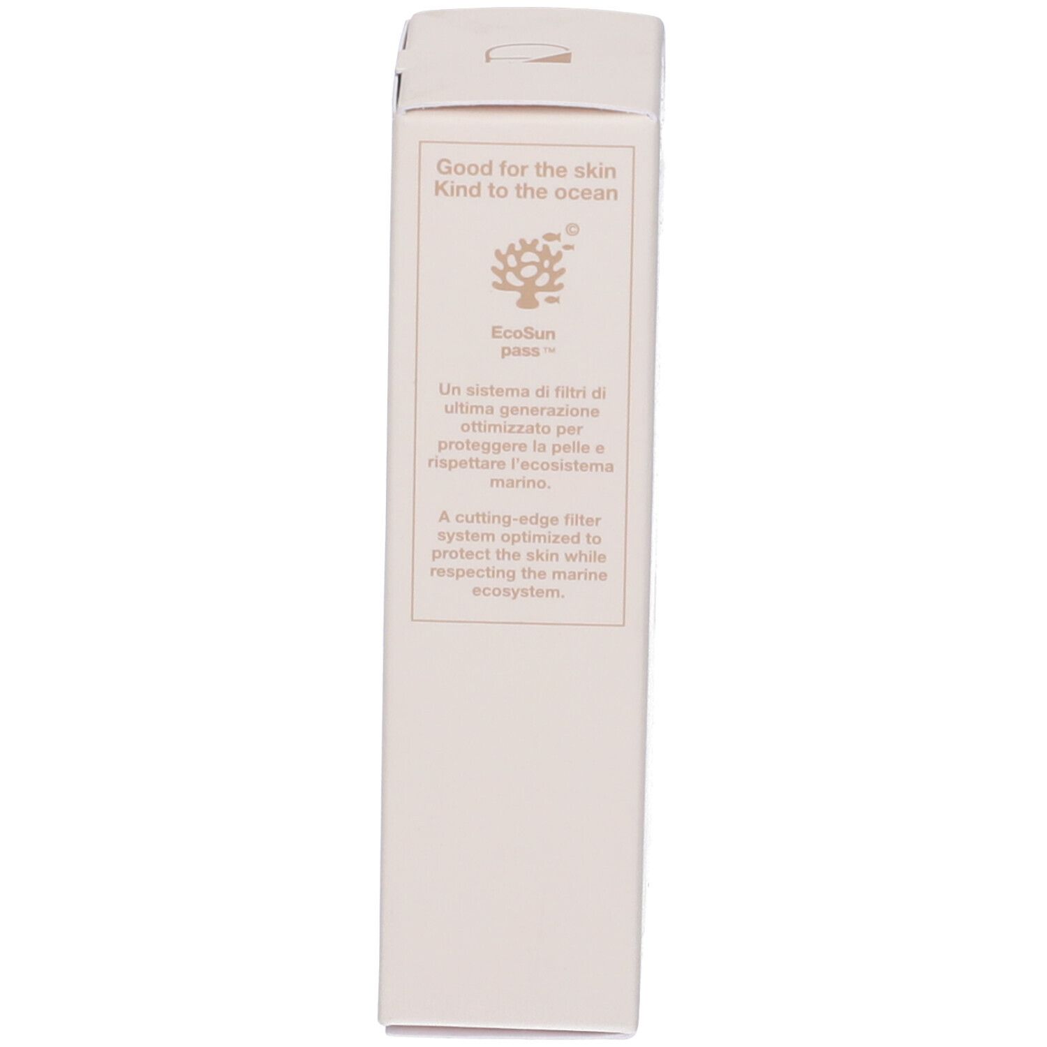 Confezione crema-gel. Testo: 'Good for the skin, Kind to the ocean'. Logo ECOCERT. Testo in italiano.