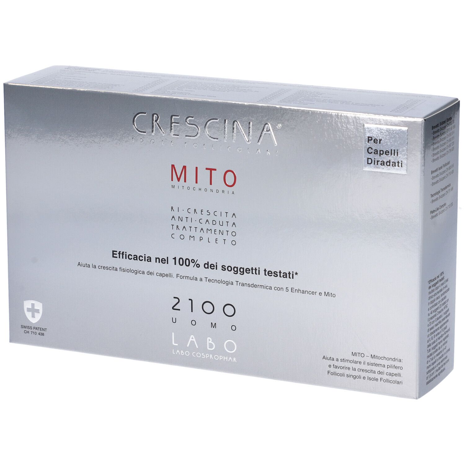CRESCINA® Transdermic Isole Follicolari + Anti-Caduta MITO Trattamento 2100 Uomo 10 + 10 Fiale - risparmia il 20% con il codice: SWISSE20