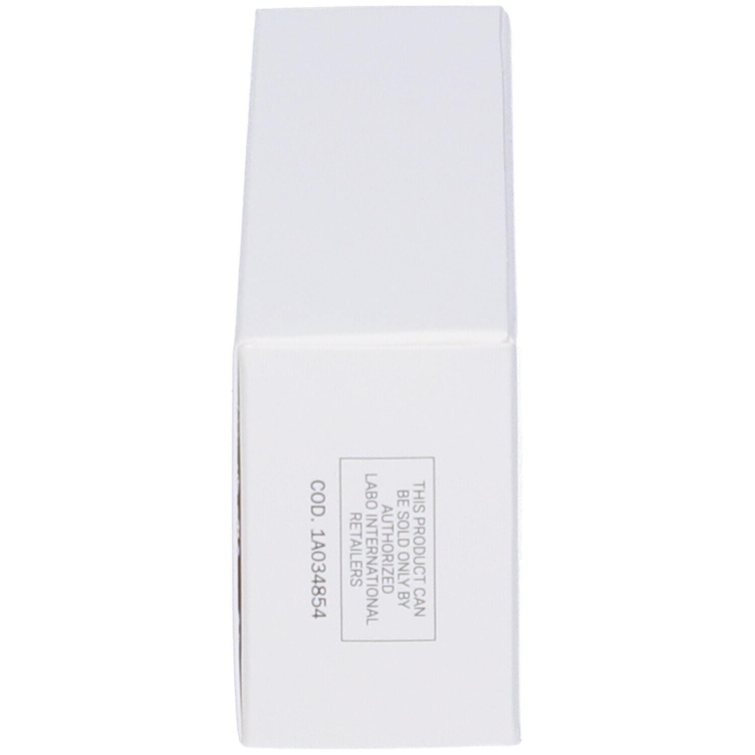 Confezione bianca. Testo: COD. 1A034854. Questo prodotto può essere venduto solo dai rivenditori autorizzati Labo International.