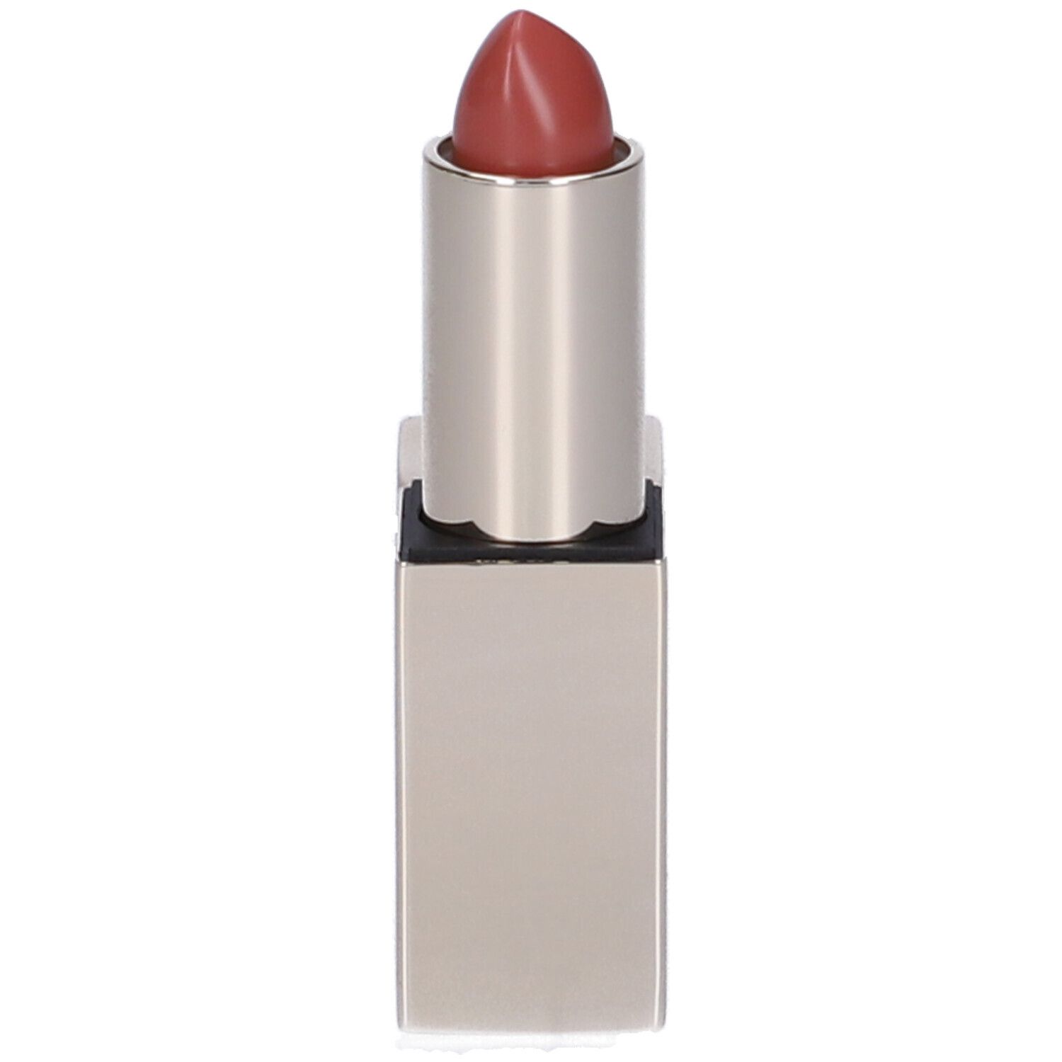 Rossetto aperto. Astuccio argentato, rossetto rosa. Sul contenitore: Double Filler, 12 Acidi Ialuronici.