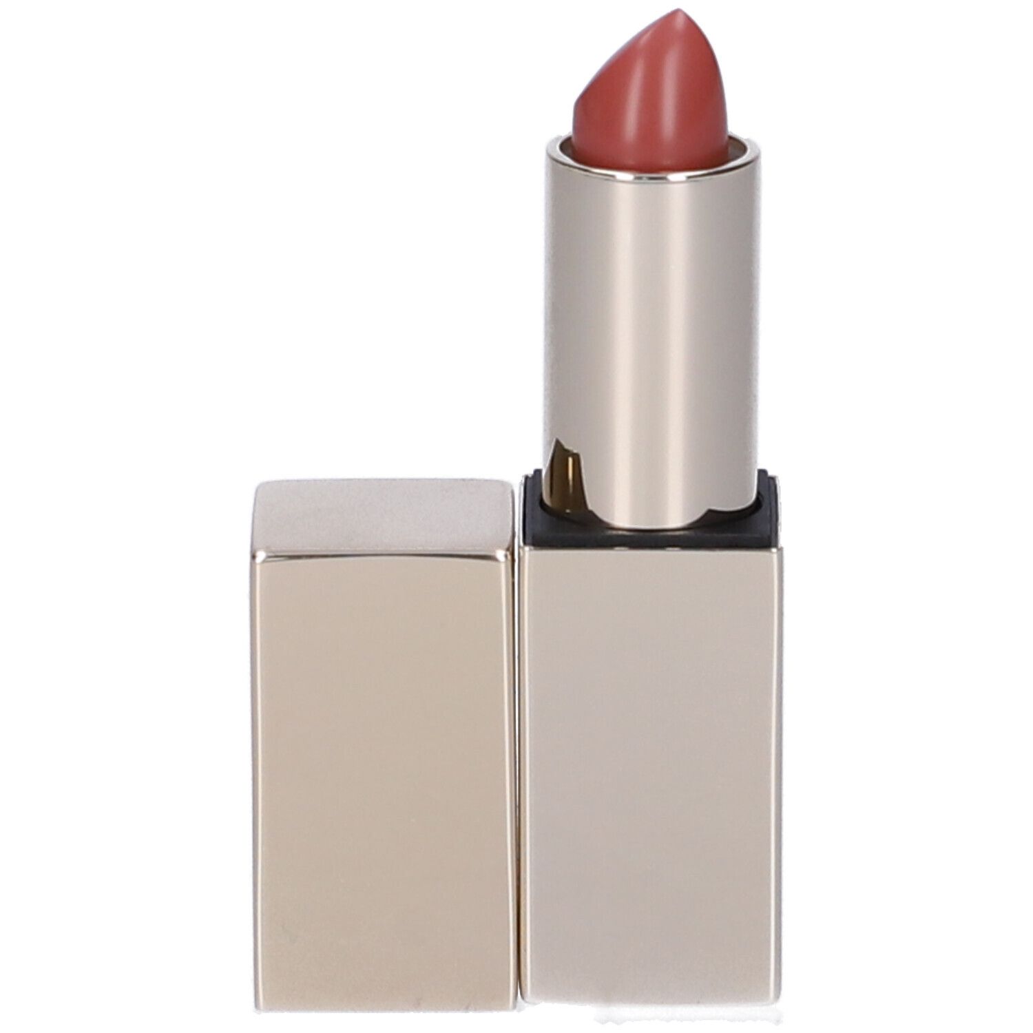 Rossetto aperto. Astuccio argentato, rossetto rosa. Sul contenitore: Double Filler, 12 Acidi Ialuronici.