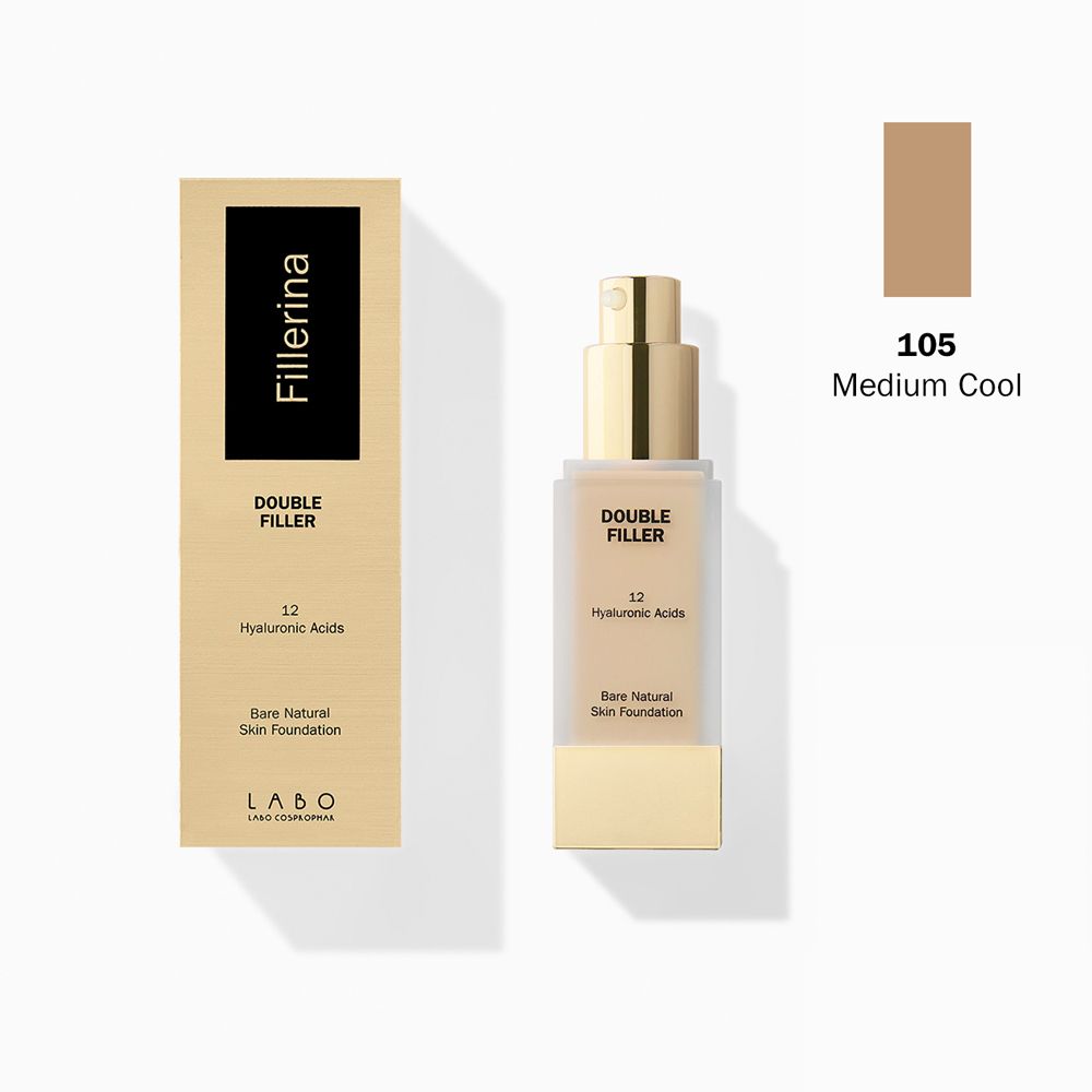 Double Filler 12 Hyaluronic Acids Bare Natural Skin Fondotinta Colore 105 Medium Cool