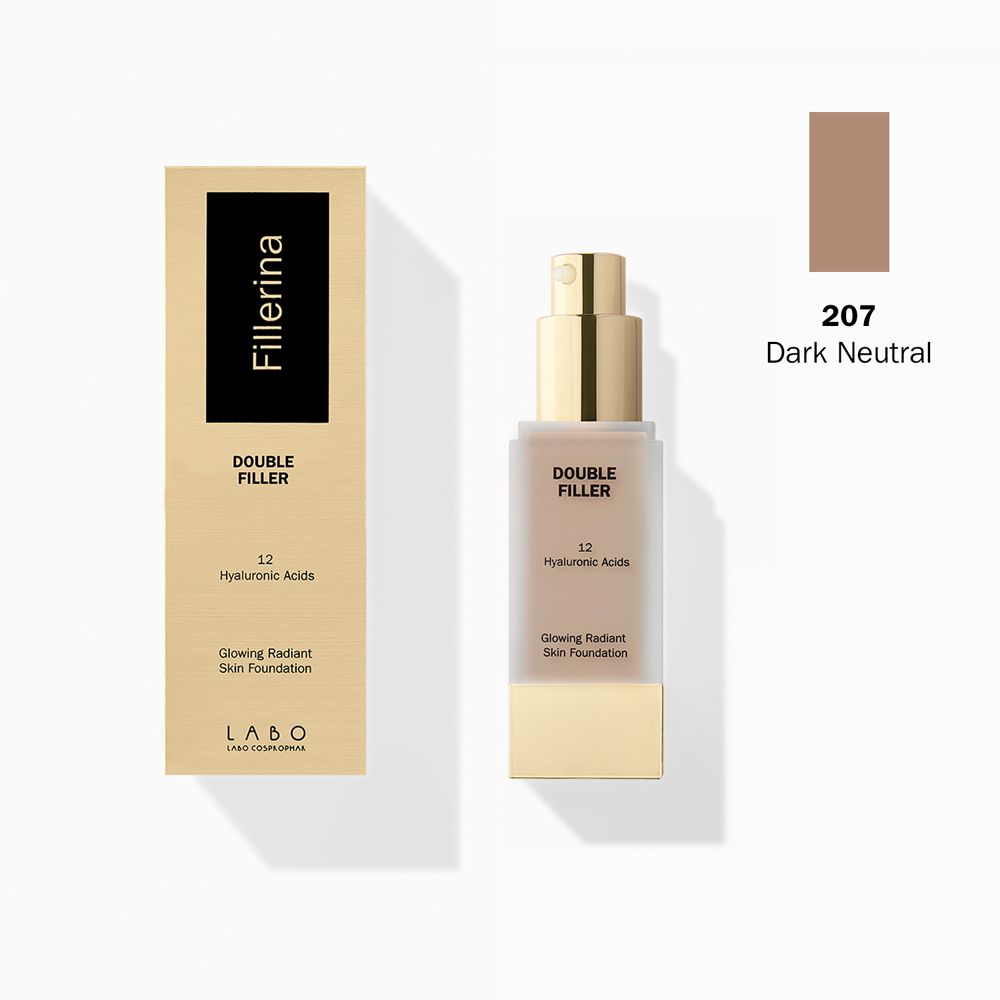 Double Filler 12 Hyaluronic Acids Glowing Radiant Skin Fondotinta Colore 207 Dark Neutral - risparmia il 20% con il codice: SWISSE20