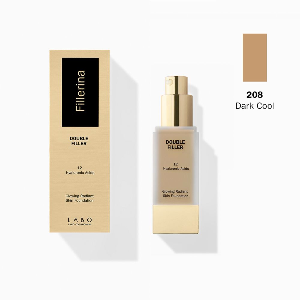 Double Filler 12 Hyaluronic Acids Glowing Radiant Skin Fondotinta Colore 208 Dark Cool - risparmia il 20% con il codice: SWISSE20
