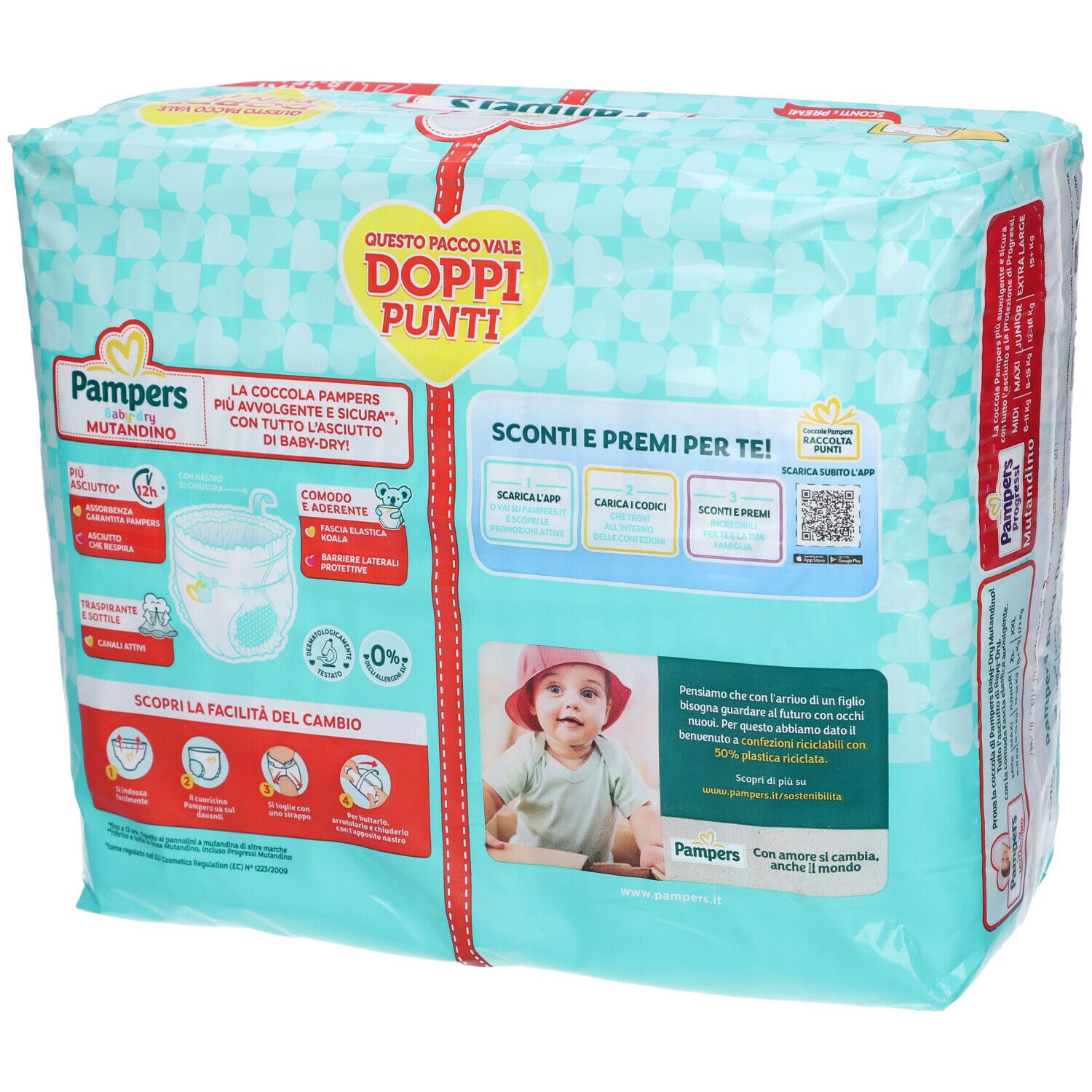 Retro confezione Pampers Baby-Dry Mutandino 4 Maxi. Informazioni e foto bambino. Offerta doppi punti.