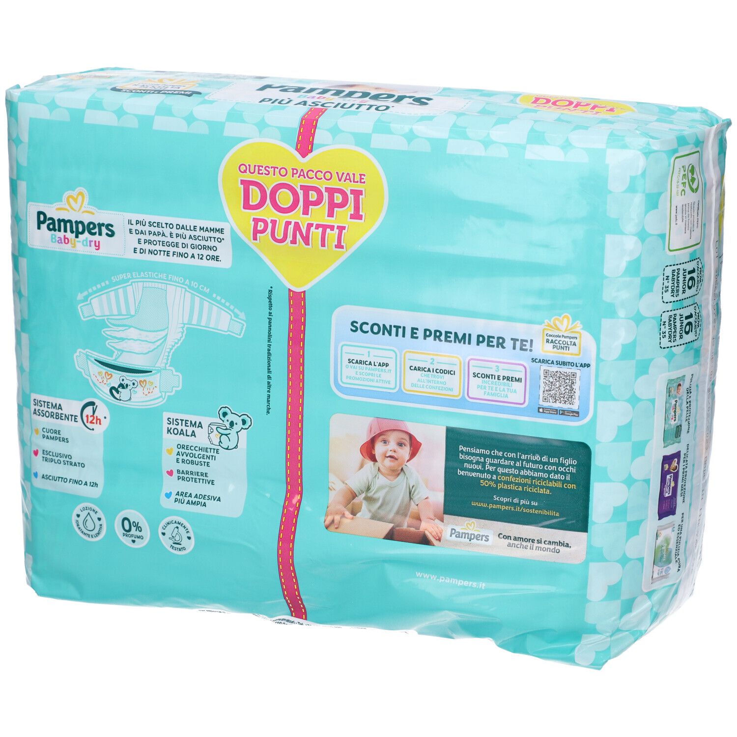 Pampers Baby Dry Windel Duo Downcount Junior 32 Stück Pampers