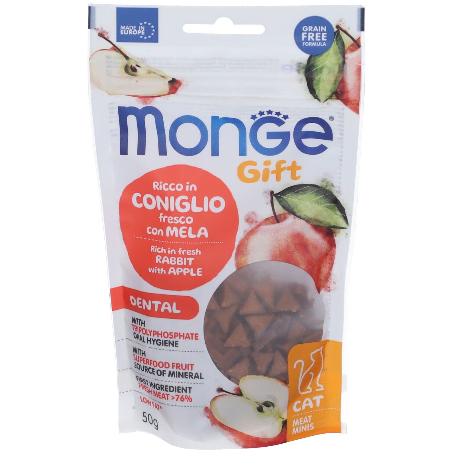 Monge Cat Meat Mins Gift Dental Ricco In Coniglio Fresco Con Mela