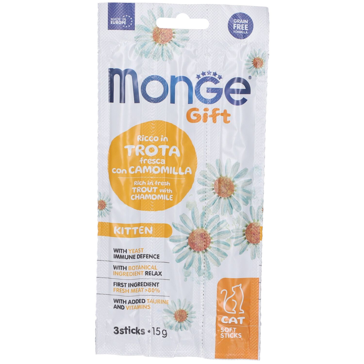 Monge Cat Soft Sticks Gattino Ricco in Trota Fresca con Camomilla