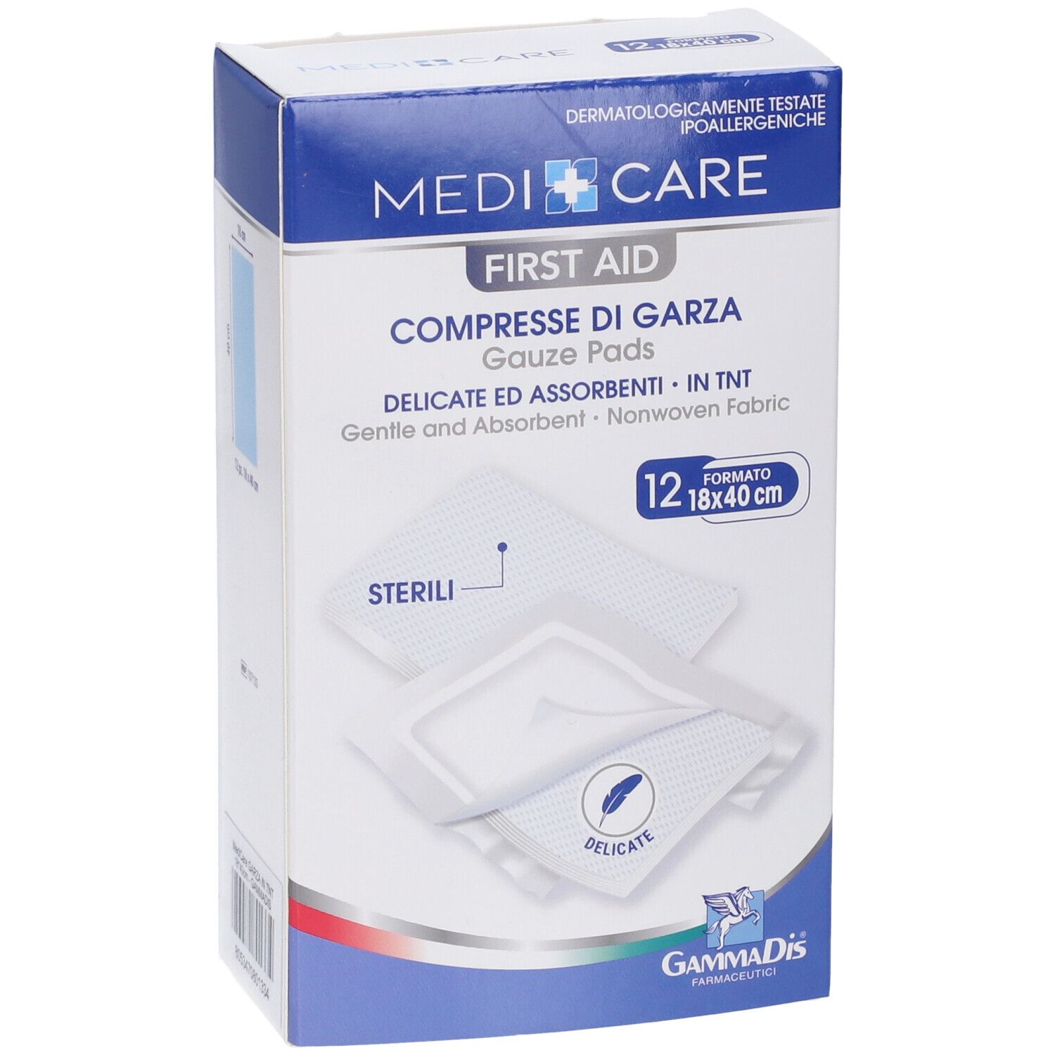 Medi Care Erste Hilfe Gaze-Kompressen, 12 Stück, 18x40 cm, nicht gewebtes Material.