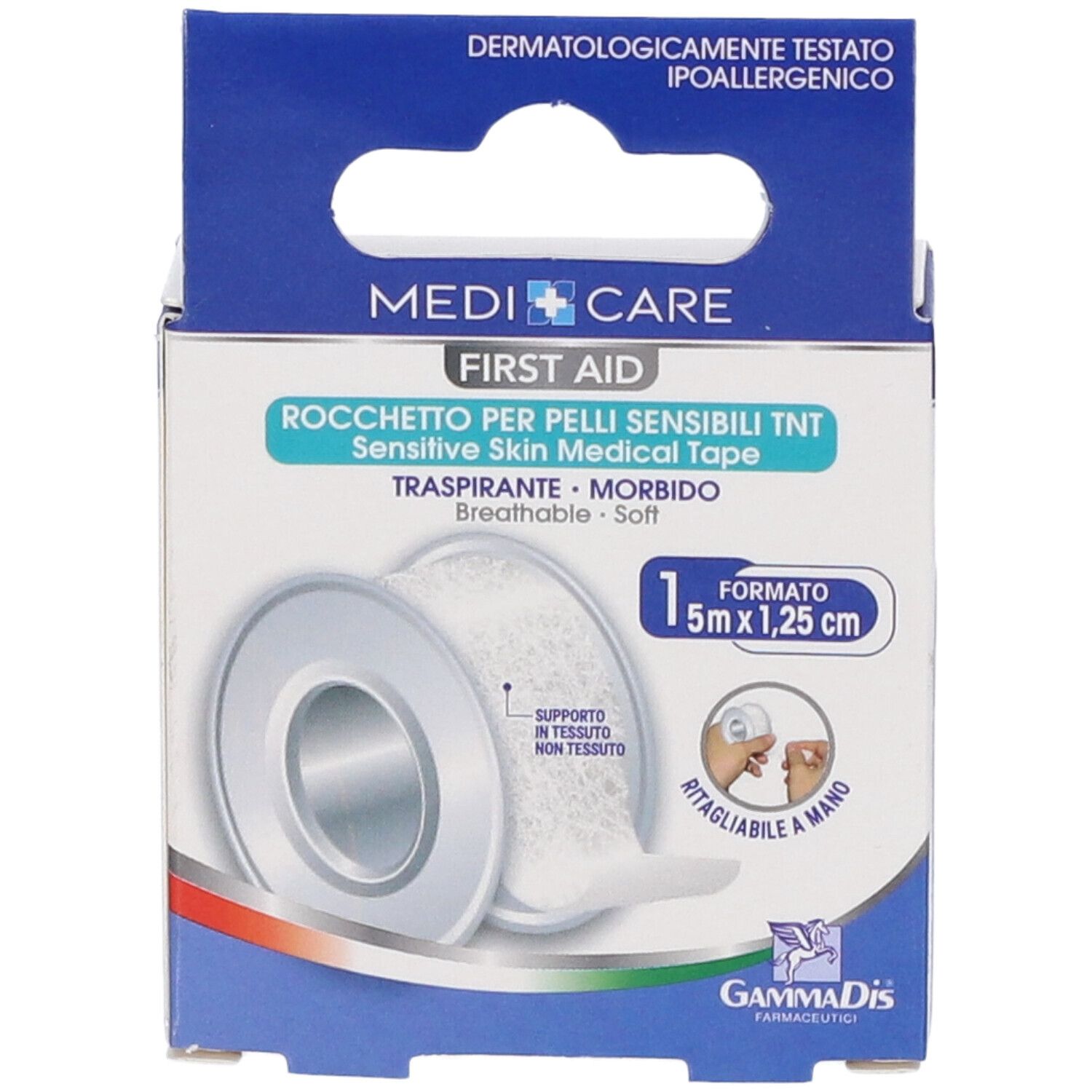 MEDICARE ROCC TNT BI Verpackung. Medizinische Klebebandrolle für empfindliche Haut. 5m x 1,25cm. Dermatologisch getestet.