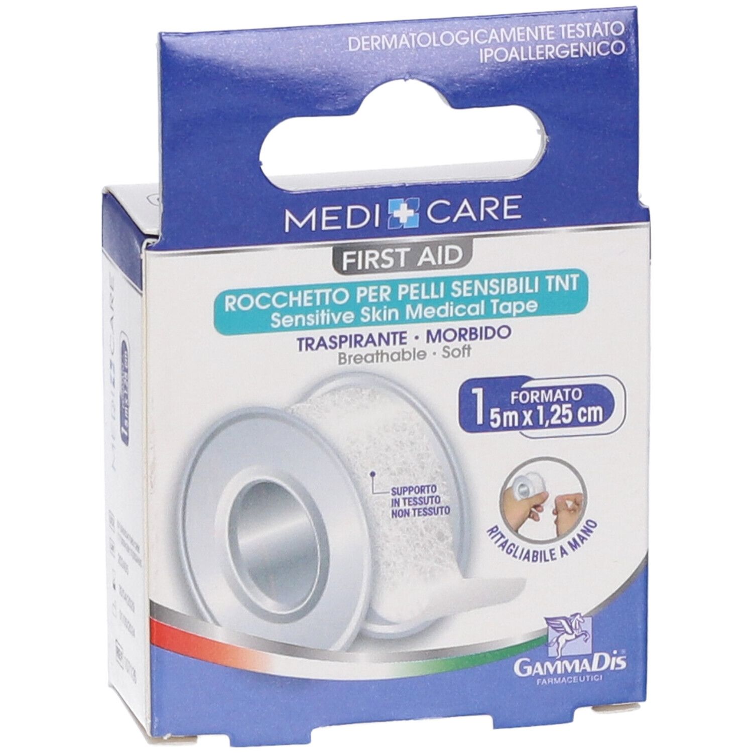 MEDICARE ROCC TNT BI Verpackung. Medizinische Klebebandrolle für empfindliche Haut. 5m x 1,25cm. Dermatologisch getestet.