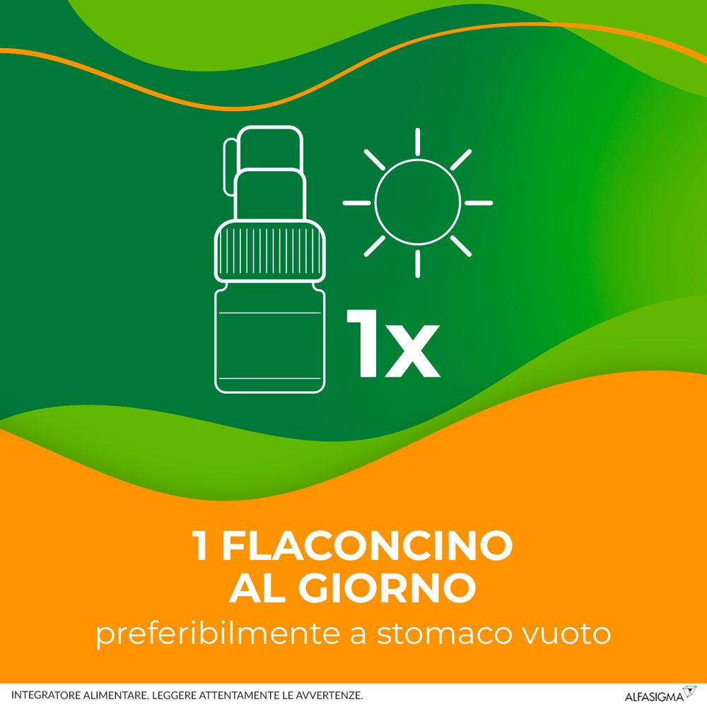 Graphique : Flacon Enterolactis, soleil, texte : 1x par jour.