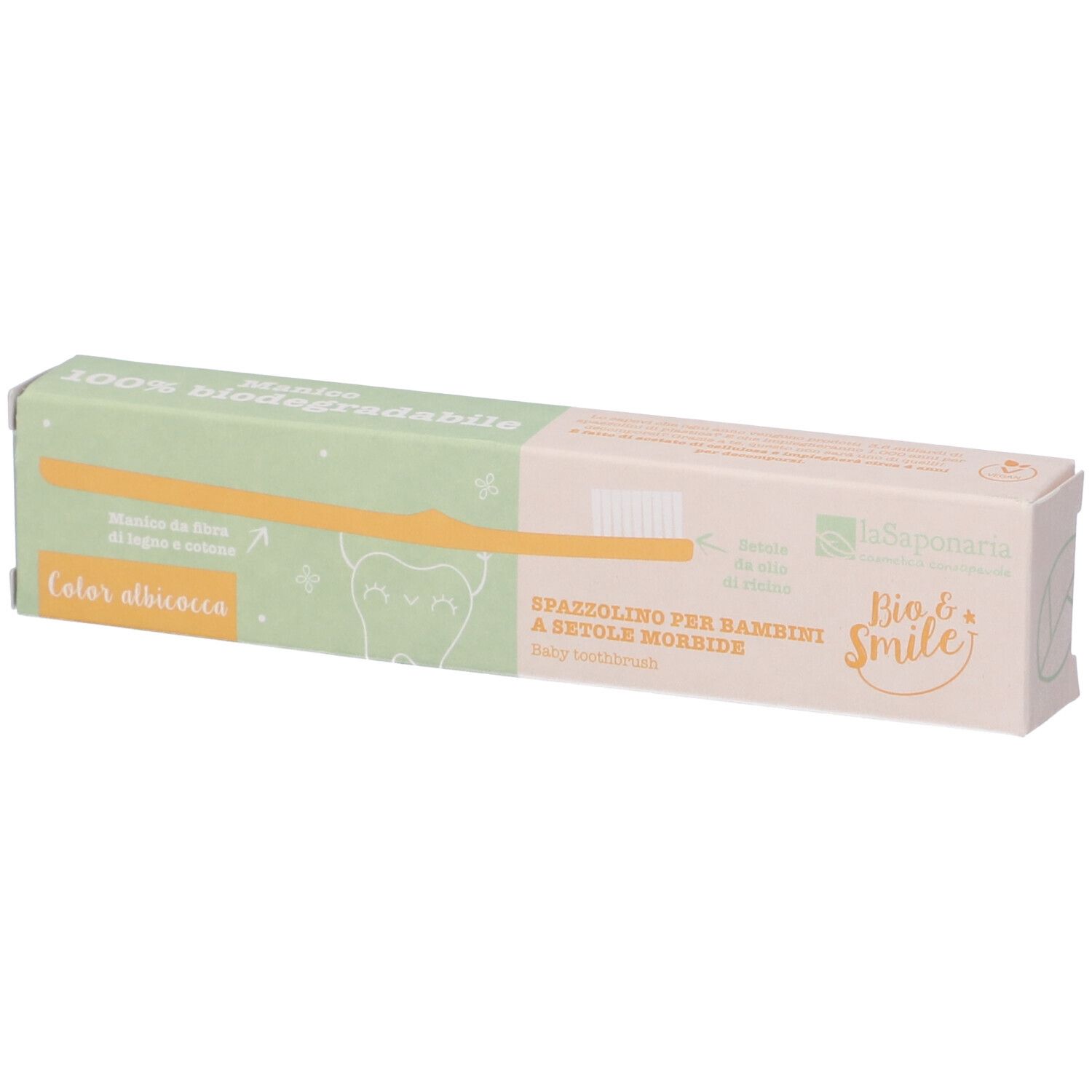 La Saponaria Spazzolino Bimbi in Fibra Vegetale Colore Albicocca