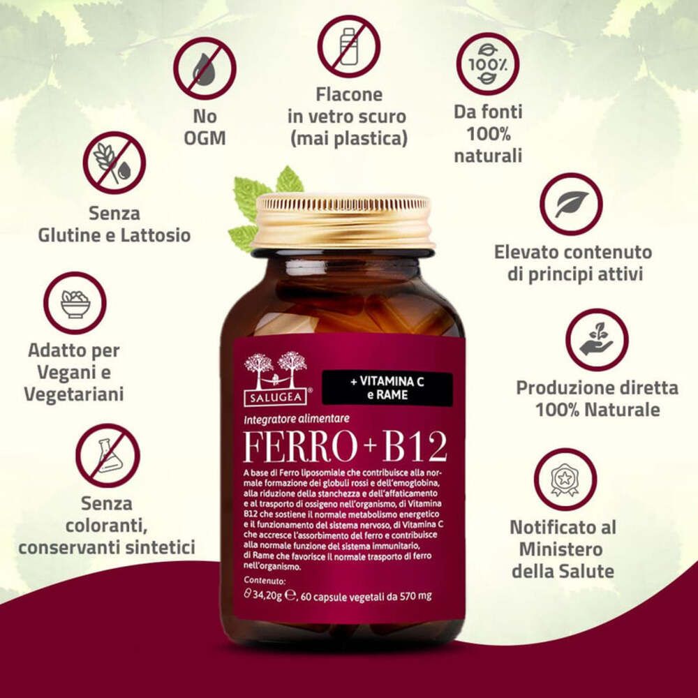 Produktflasche mit Symbolen: Keine GVO, glutenfrei, vegan, keine Farbstoffe, dunkles Glas, 100% natürlich.
