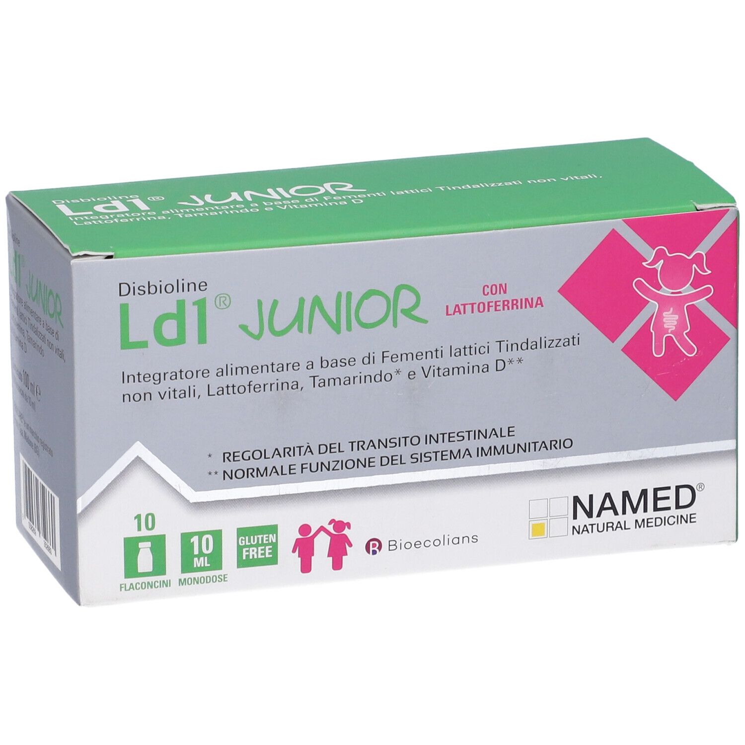 Produktverpackung mit Logo und Produktnamen. Enthält 10 Fläschchen. Text: Glutenfrei, 10 ml.