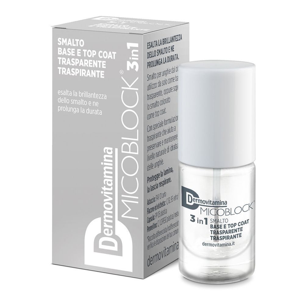 Dermovitamina MICOBLOCK 3in1: transparenter Nagellack als Basis und Top Coat.