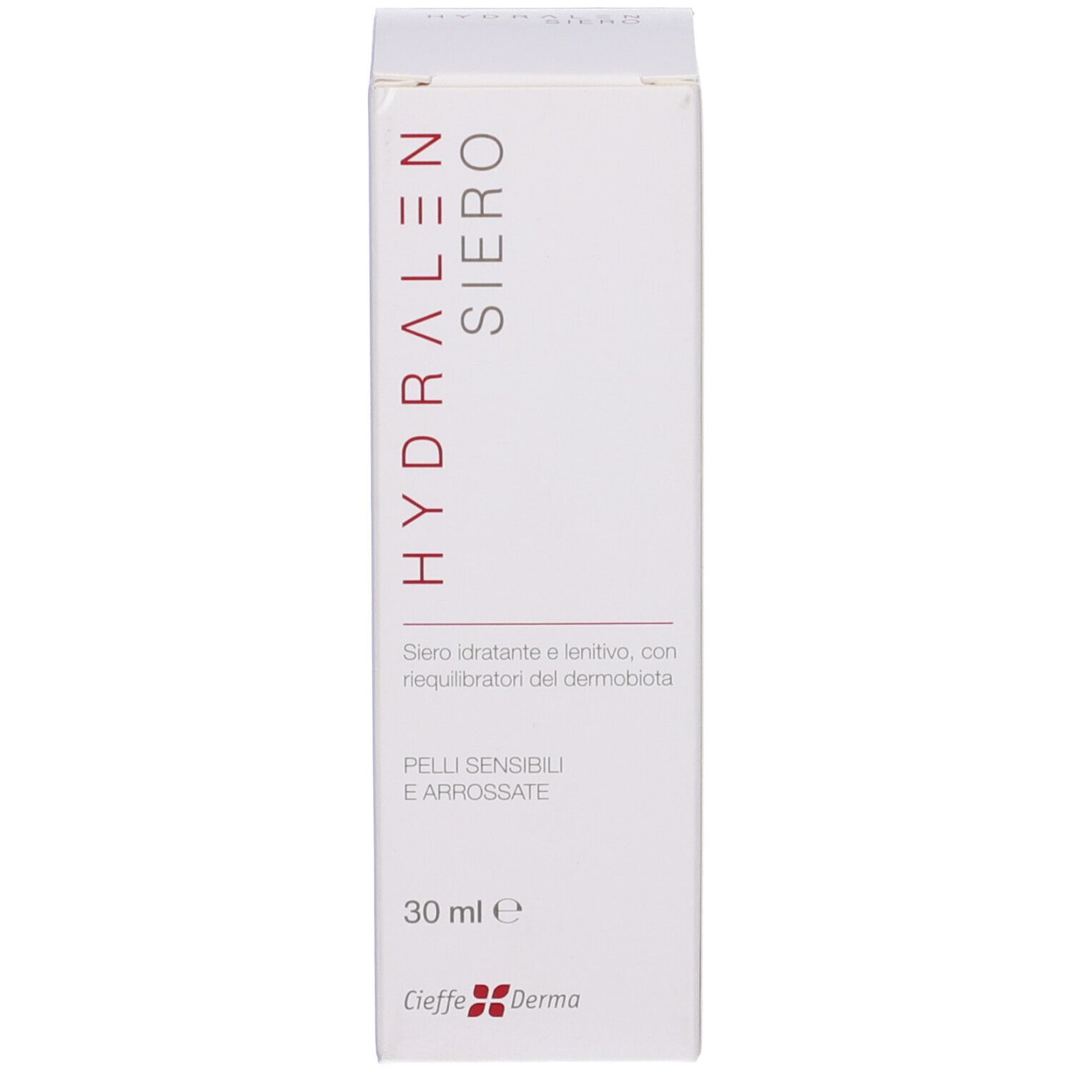Scatola con scritta: Hydralen Siero, 30 ml. Marchio: Cieffe Derma.