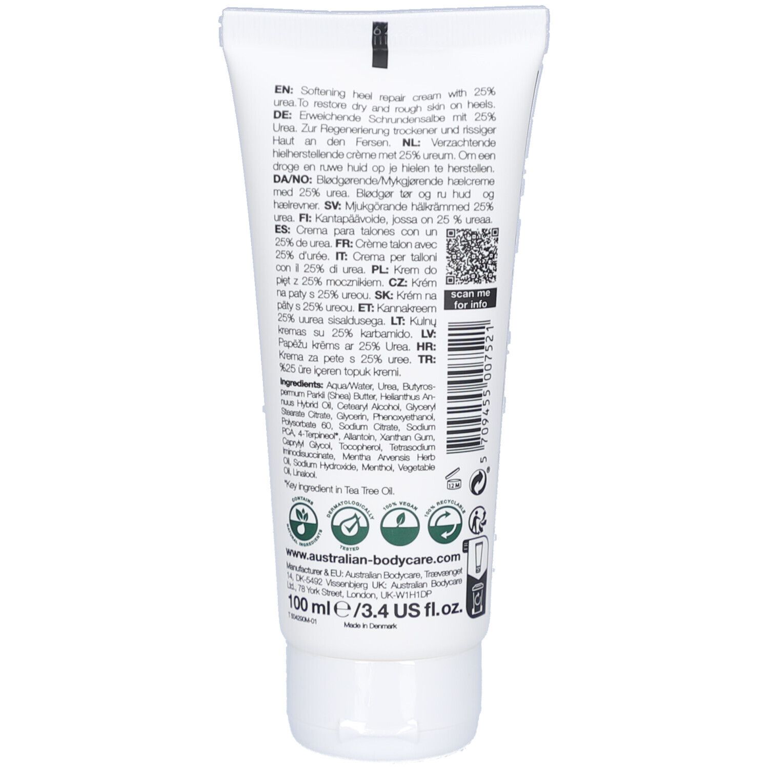 Australian Bodycare® Anti-Hornhaut-Creme mit 25 % Urea für rissige Fersen