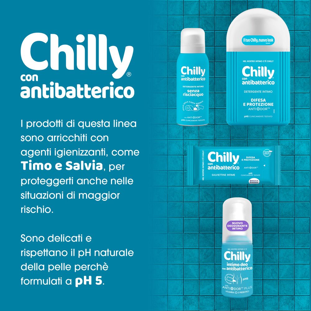 Chilly antibakterielle Produkte: Spray, Roll-on und Feuchttücher.