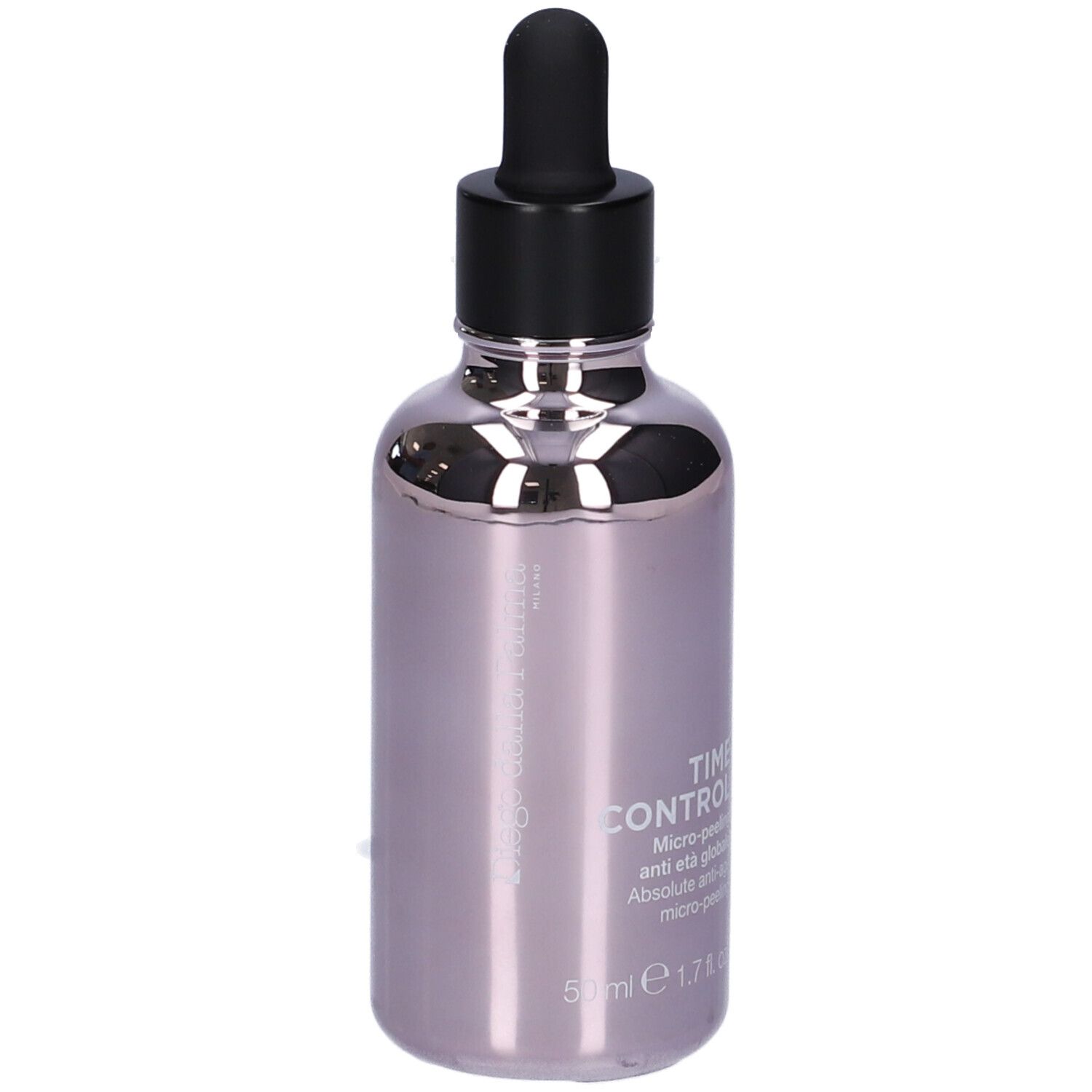 Flacone con contagocce. Scritta: Time Control, Micro-peeling. Marchio: Diego dalla Palma.