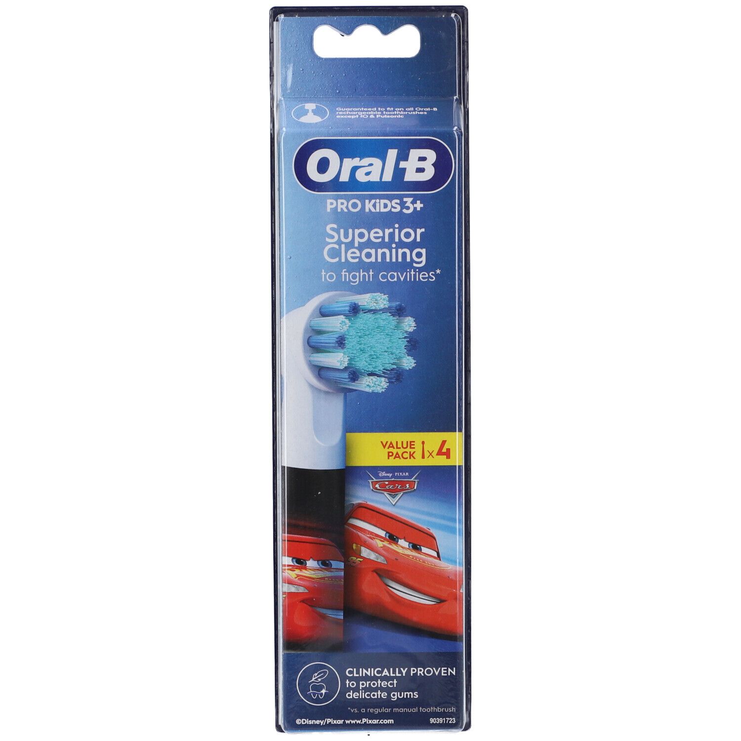 Testine per spazzolino per bambini, confezione da 4. Marchio Oral-B, design Cars.