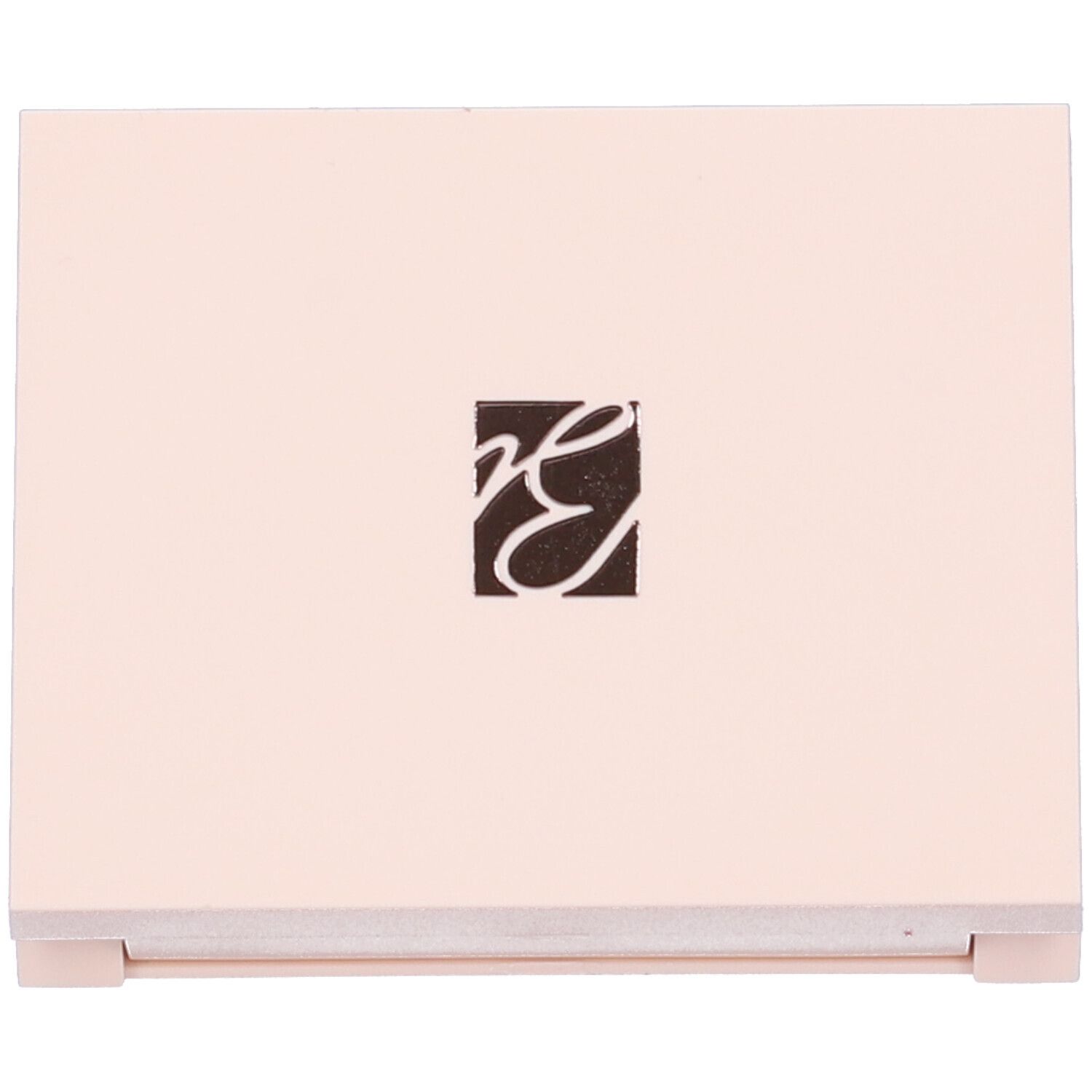 Fard compatto rosa chiuso. Logo sul coperchio. Astuccio rosa. Marchio non visibile.