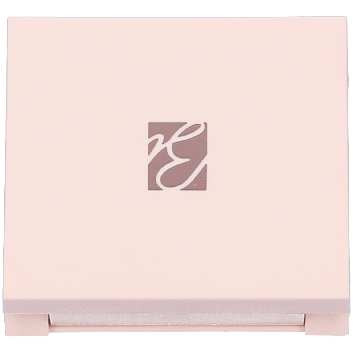 Ombretto compatto rosa chiuso. Con logo. Forma rettangolare.