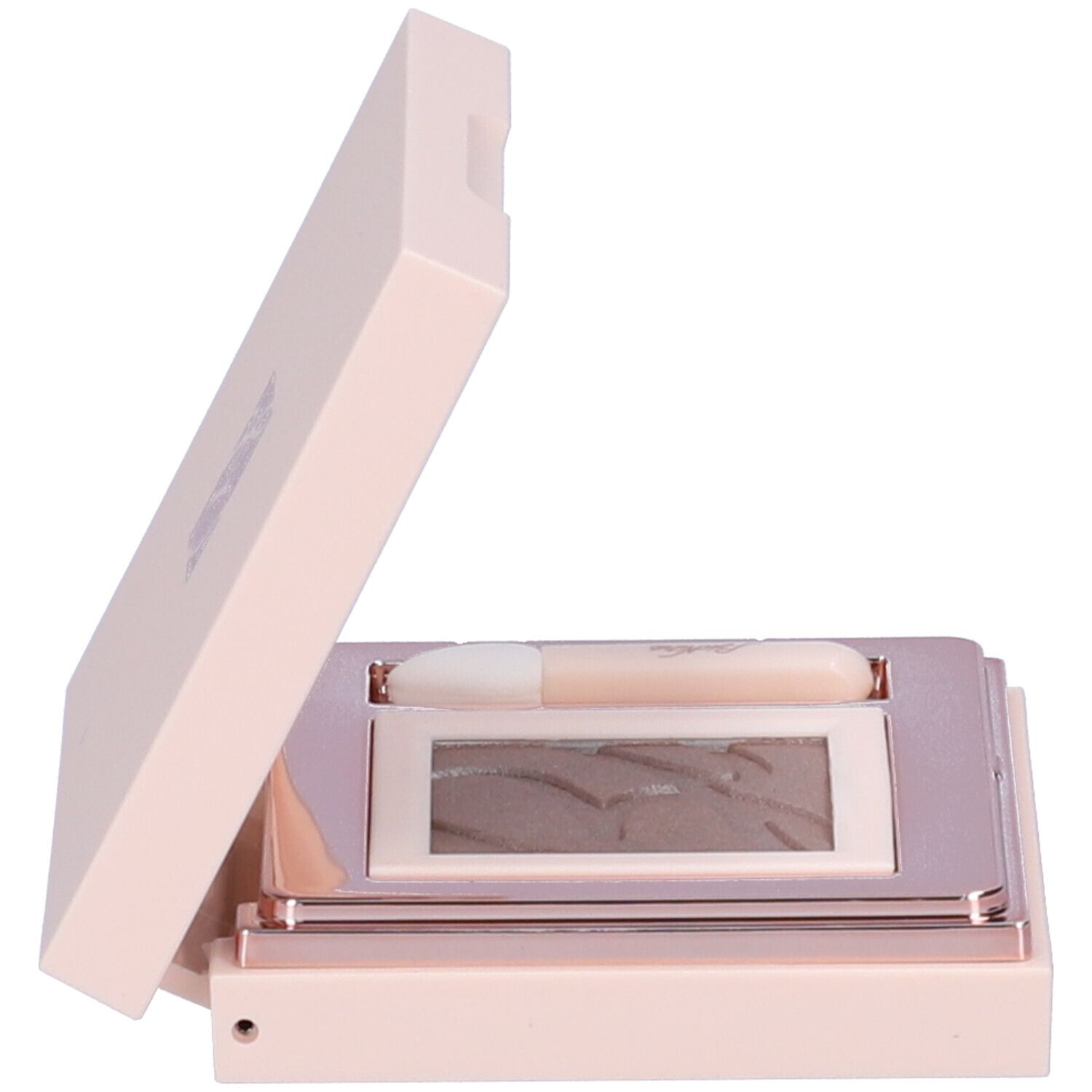 Palette ombretto rosa aperta. Include specchio, applicatore e ombretto taupe.