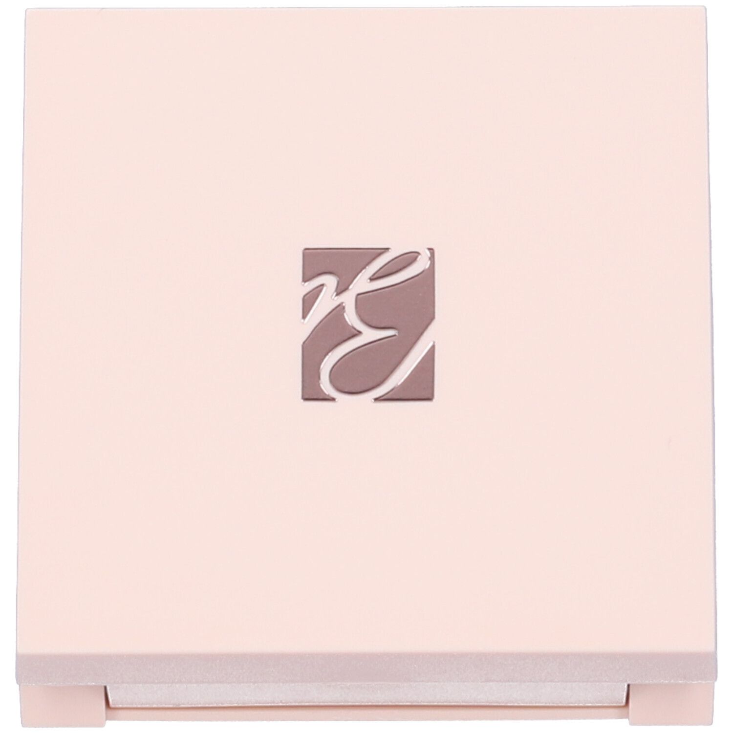 Confezione cipria compatta rosa chiusa. Logo al centro del coperchio.