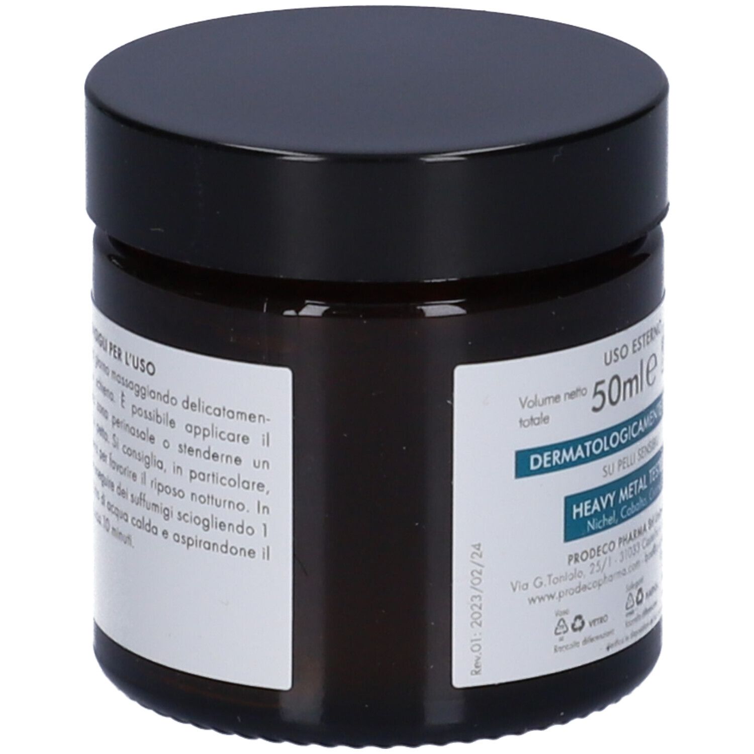 Dunkelbraunes Glas mit schwarzem Deckel. Aufschrift: GSE Aerobiotic Balsamic Cream. Rückseite mit Text und Informationen.