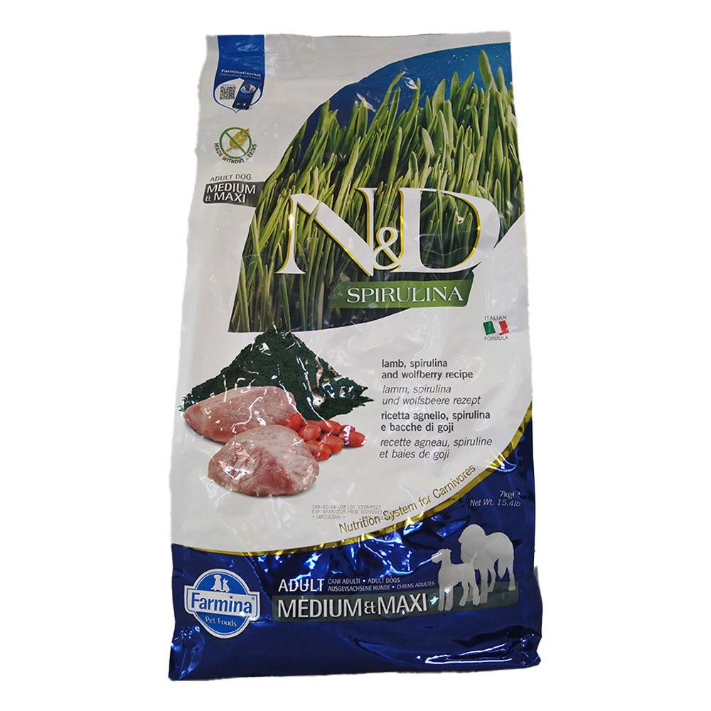 Farmina N&D Spirulina Agnello, Spirulina E Wolfberry Adulto Medio E Maxi