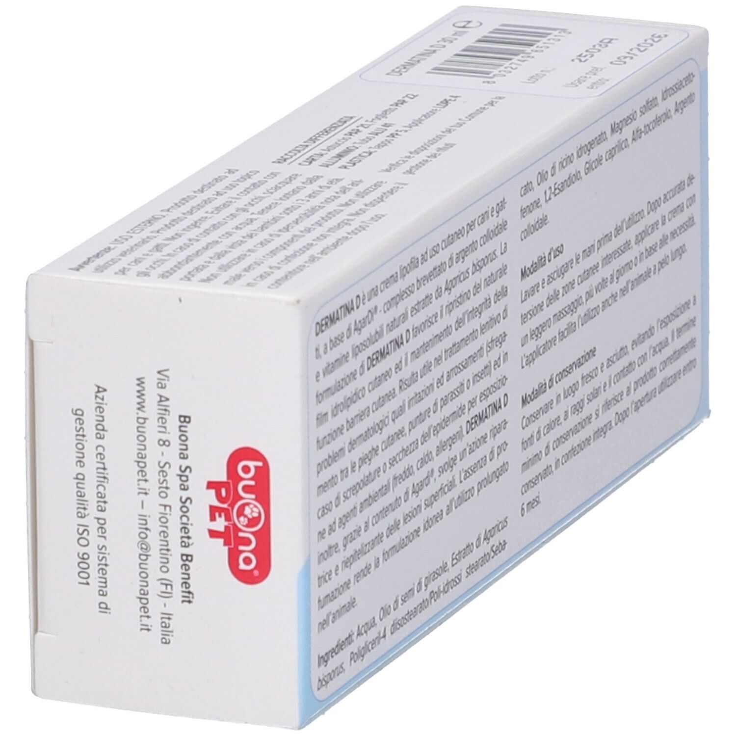 DERMATINA D Creme Kartonverpackung mit Hunden- und Katzensymbolen.