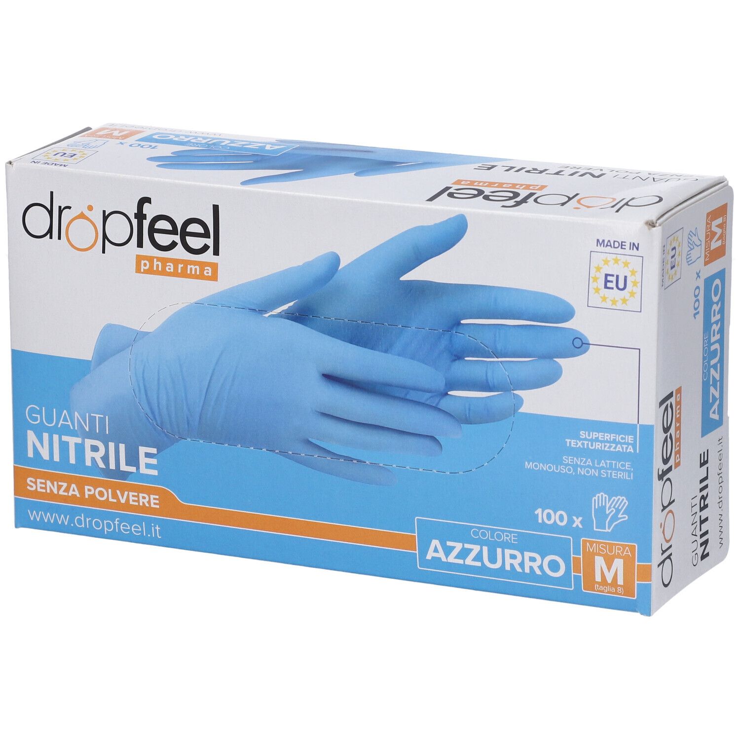 Dropfeel Guanto in Nitrile Colore Azzurro Taglia M 100 Pezzi